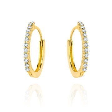 Cercei Creole Aur 14k cu Zirconii Albe