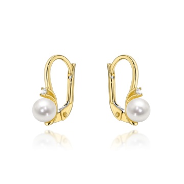 Cercei cu Perla si Zirconiu - Aur 14k