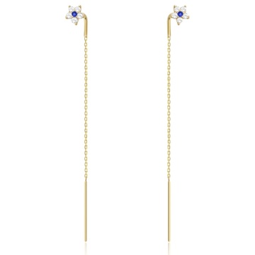 Cercei Fir Aur 14k cu Floare si Zirconii