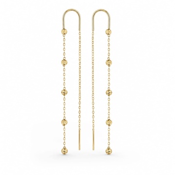 Cercei Golden Beads cu lănțișor din AUR 14K