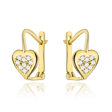 Cercei Inimi Delicate din Aur 14K cu Zirconii