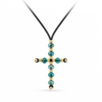 Choker Crystal Turqoise Cross din AUR 14K