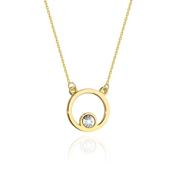 Colier Aur 14K cu Diamant Natural 0.01 ct
