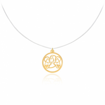 Colier cu fir transparent si familia cu copii din Aur 14k