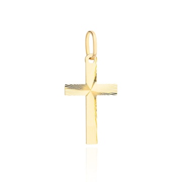 Cruciuliță Medie Din Aur Galben 14K Fațetat