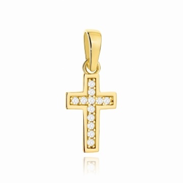Cruciuliță Mică Din Aur 14K Cu Zirconii