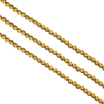 Hematite rotunde fatetate - water plated gold - 4mm - sirag aprox 105 buc