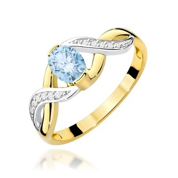 Inel Aur 14K cu Diamante Albastre de Laborator 0.55 ct