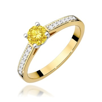 Inel Aur 14K cu Diamante Galbene de Laborator 0.62 ct