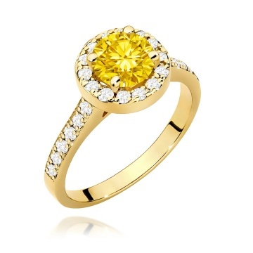Inel Aur 14K cu Diamante Galbene de Laborator 1.38 ct