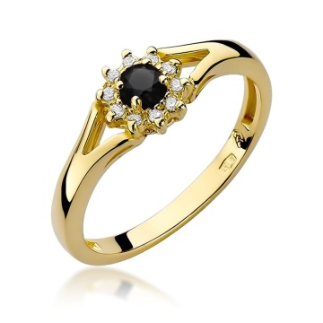 Inel Aur 14K cu Diamante Naturale Albe si Negre 0.21 ct