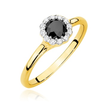 Inel Aur 14K cu Diamante Naturale Albe si Negre 0.60 ct