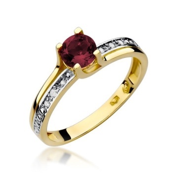 Inel Aur 14K cu Granat 0.60 ct si Diamante Naturale 0.03 ct