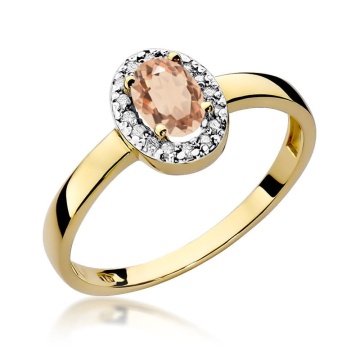 Inel Aur 14K cu Morganit 0.40 ct si Diamante Naturale 0.08 ct