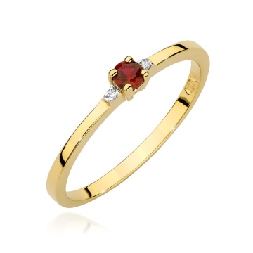 Inel Aur 14K cu Rubin 0.15 ct si Diamante Naturale 0.01 ct