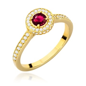 Inel Aur 14K cu Rubin 0.30 ct si Diamante Naturale 0.34 ct