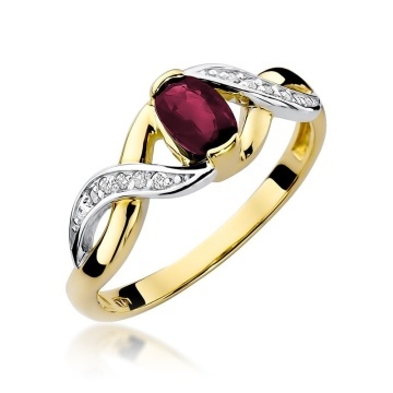 Inel Aur 14K cu Rubin 0.60 ct si Diamante Naturale 0.05 ct
