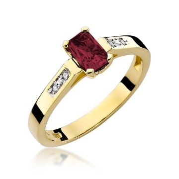 Inel Aur 14K cu Rubin 0.80 ct si Diamante Naturale 0.04 ct