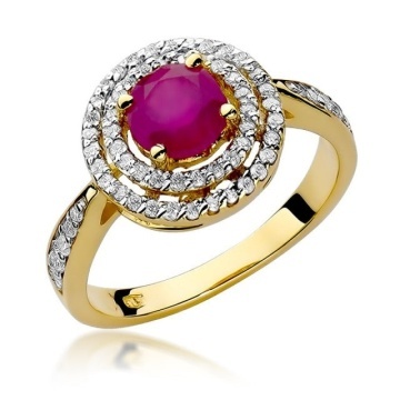 Inel Aur 14K cu Rubin 1.20 ct si Diamante Naturale 0.37 ct
