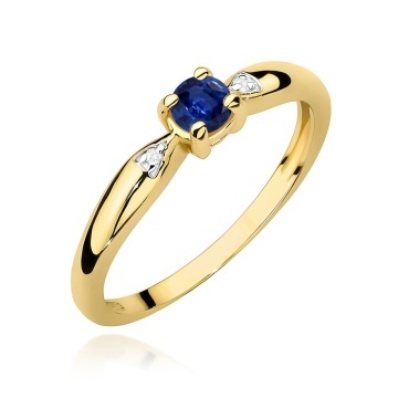 Inel Aur 14K cu Safir 0.15 ct si Diamante Naturale 0.01 ct
