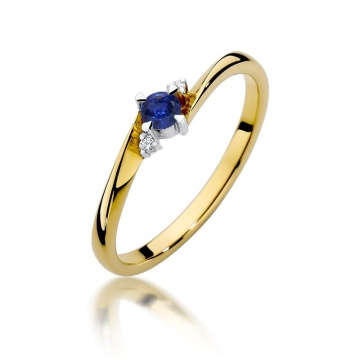 Inel Aur 14K cu Safir 0.15 ct si Diamante Naturale 0.02 ct