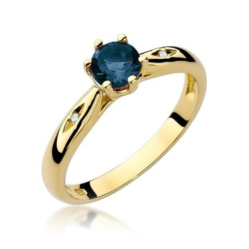 Inel Aur 14K cu Safir 0.50 ct si Diamante Naturale 0.01 ct