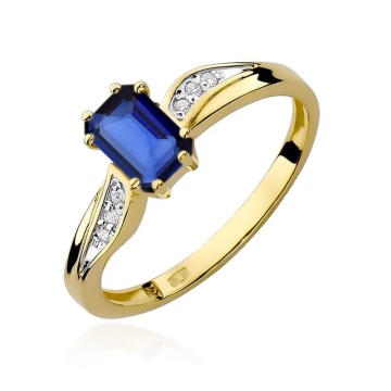 Inel Aur 14K cu Safir 0.60 ct si Diamante Naturale 0.03 ct