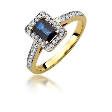 Inel Aur 14K cu Safir 0.60 ct si Diamante Naturale 0.22 ct