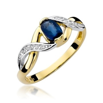 Inel Aur 14K cu Safir 0.70 ct si Diamante Naturale 0.05 ct