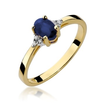 Inel Aur 14K cu Safir 0.70 ct si Diamante Naturale 0.05 ct