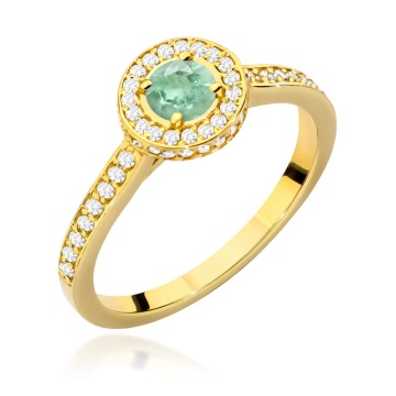 Inel Aur 14K cu Smarald 0.30 ct si Diamante Naturale 0.34 ct