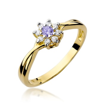 Inel Aur 14K cu Tanzanit 0.15 ct si Diamante Naturale 0.12 ct