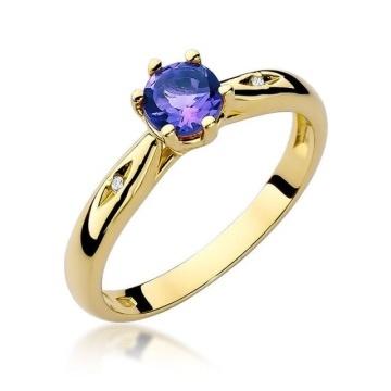 Inel Aur 14K cu Tanzanit 0.50 ct si Diamante Naturale 0.01 ct