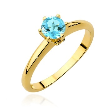 Inel Aur 14K cu Topaz Swiss 0.50 ct si Diamante Naturale 0.04 ct