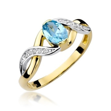 Inel Aur 14K cu Topaz Swiss 0.50 ct si Diamante Naturale 0.05 ct