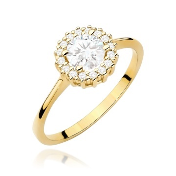 Inel Aur 14K cu White Sapphire 0.60 ct si Diamante Naturale 0.14 ct