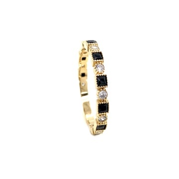 Inel Aur 14k cu Zirconii Albe si Negre