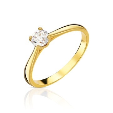 Inel Aur 14K cu Zirconiu Central – Eleganță Atemporală