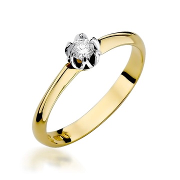 Inel Aur 9K cu Diamant Natural 0.10 ct