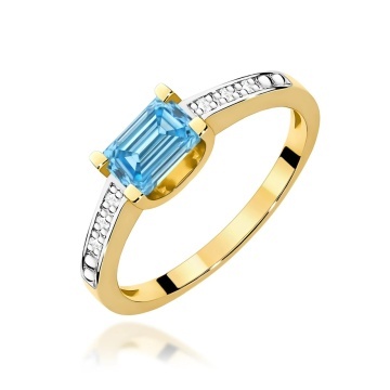 Inel Aur 9K cu Diamante Albastre de Laborator 0.53 ct