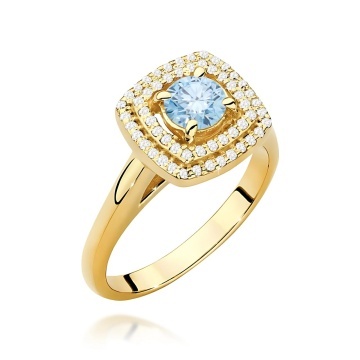 Inel Aur 9K cu Diamante Albastre de Laborator 0.78 ct