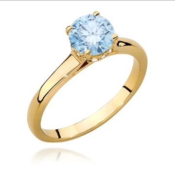 Inel Aur 9K cu Diamante Albastre de Laborator 1.07 ct