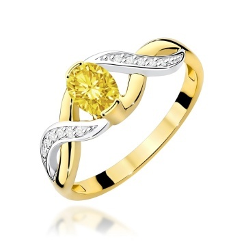 Inel Aur 9K cu Diamante Galbene de Laborator 0.55 ct
