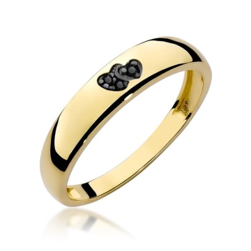 Inel Aur 9K cu Diamante Naturale Negre 0.02 ct