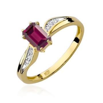 Inel Aur 9K cu Granat 0.70 ct si Diamante Naturale 0.03 ct