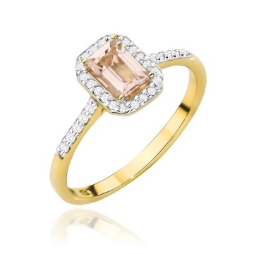 Inel Aur 9K cu Morganit 0.60 ct si Diamante Naturale 0.19 ct