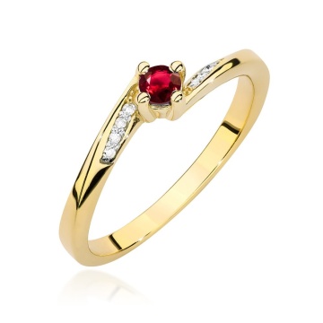 Inel Aur 9K cu Rubin 0.15 ct si Diamante Naturale 0.04 ct