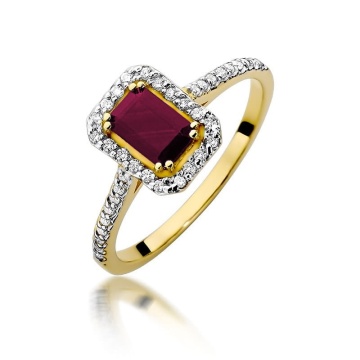 Inel Aur 9K cu Rubin 0.80 ct si Diamante Naturale 0.19 ct