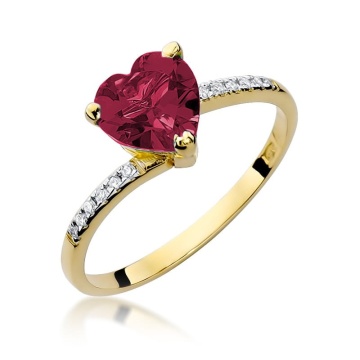 Inel Aur 9K cu Rubin 1.70 ct si Diamante Naturale 0.06 ct