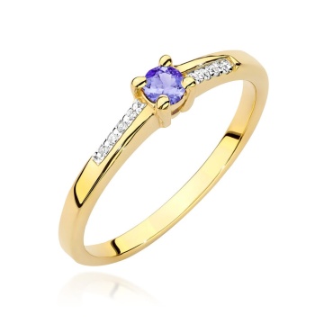 Inel Aur 9K cu Tanzanit 0.15 ct si Diamante Naturale 0.04 ct